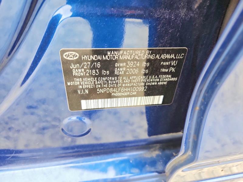 2017 Hyundai Elantra მანქანა იყიდება აუქციონზე, vin: 5NPD84LF6HH100992, აუქციონის ნომერი: 63605416