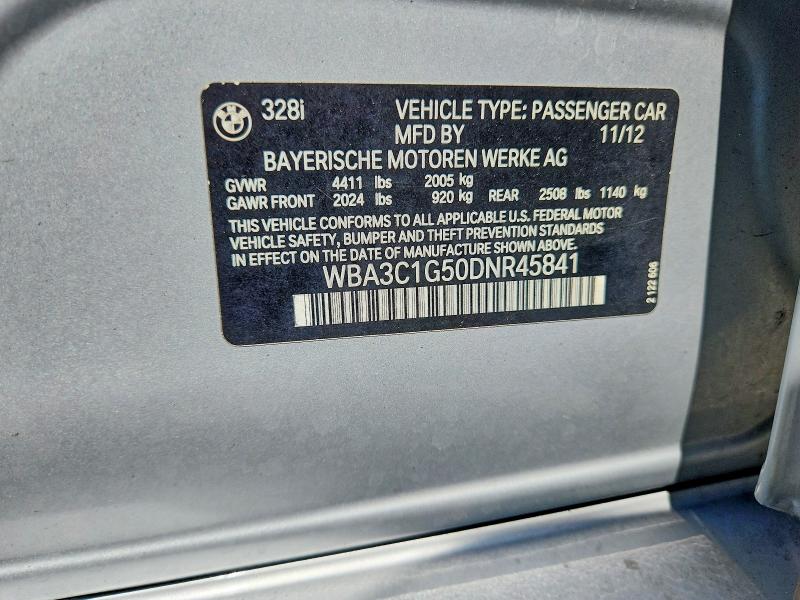 Продажа на аукционе авто 2013 Bmw 328, vin: WBA3C1G50DNR45841, номер лота: 64253816