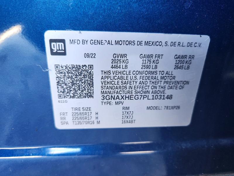 Продаж на аукціоні авто 2023 Chevrolet Equinox, vin: 3GNAXHEG7PL103148, номер лоту: 64648866
