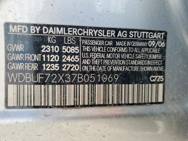 Продаж на аукціоні авто 2007 Mercedes-benz E, vin: WDBUF72X37B051069, номер лоту: 57089186
