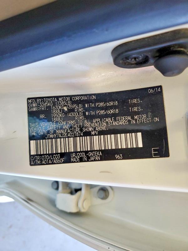 Aukcja sprzedaży 2014 Toyota Land Cruiser, vin: JTMHY7AJ2E4027874, numer aukcji: 65186926