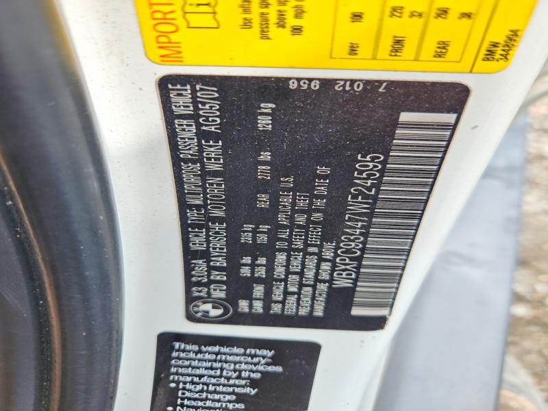 Aukcja sprzedaży 2007 Bmw X3, vin: WBXPC93447WF24595, numer aukcji: 63794586
