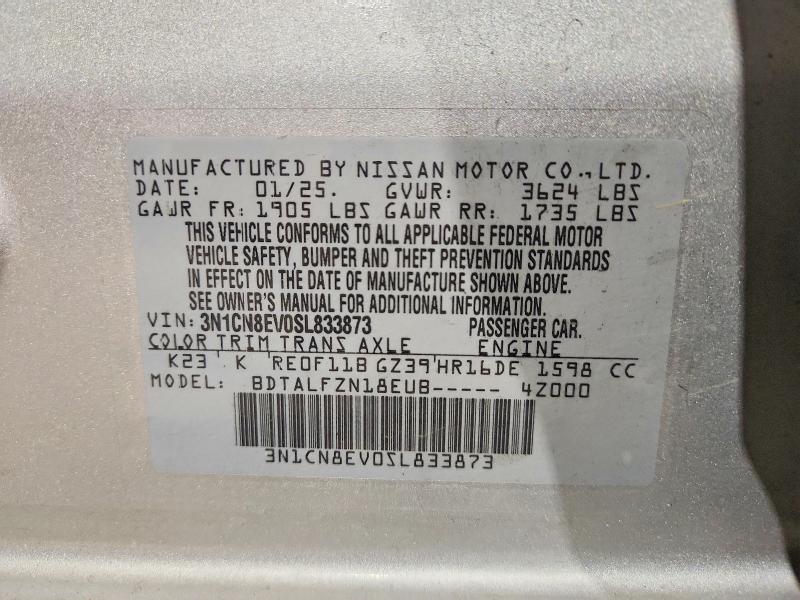 Aukcja sprzedaży 2025 Nissan Versa, vin: 3N1CN8EV0SL833873, numer aukcji: 63553876