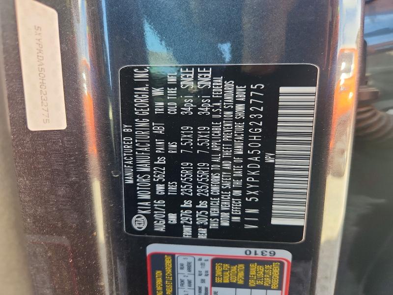 Aukcja sprzedaży 2017 Kia Sorento, vin: 5XYPKDA50HG232775, numer aukcji: 65032076