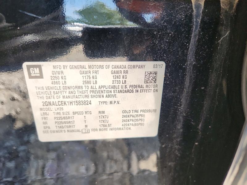 Aukcja sprzedaży 2017 Chevrolet Equinox, vin: 2GNALCEK1H1583824, numer aukcji: 67103456