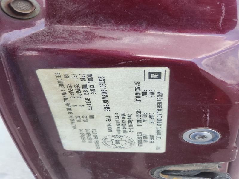 66210546 :رقم المزاد ، 2GTEC19M9W1513558 vin ، 1998 Gmc Sierra مزاد بيع