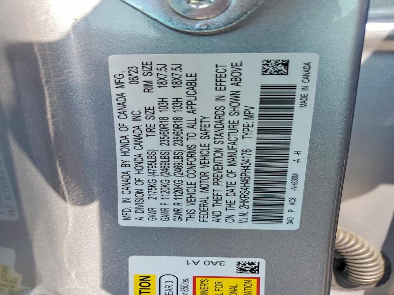 2023 Honda Cr-v მანქანა იყიდება აუქციონზე, vin: 2HKRS4H46PH434176, აუქციონის ნომერი: 64231586