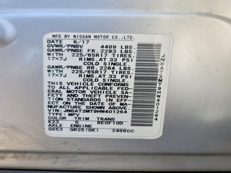 Aukcja sprzedaży 2017 Nissan Rogue, vin: JN8AT2MT9HW401264, numer aukcji: 65874876