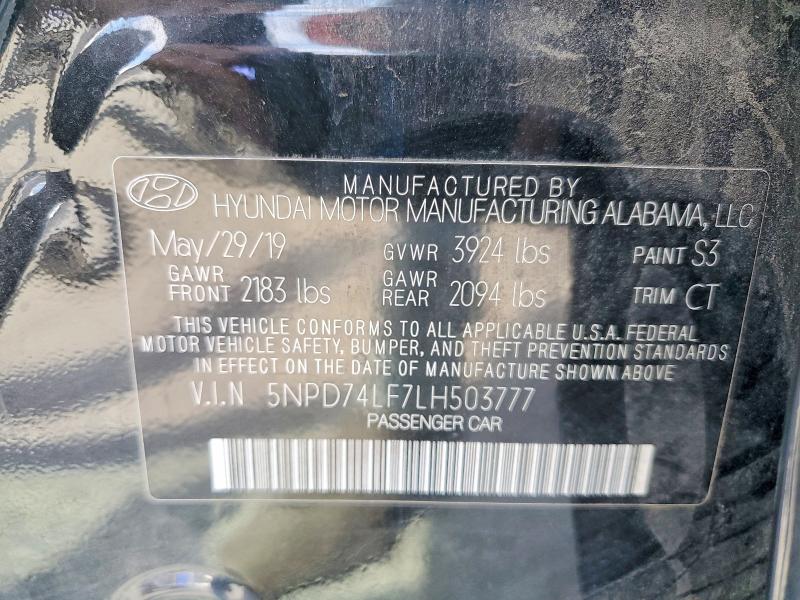 Продаж на аукціоні авто 2020 Hyundai Elantra, vin: 5NPD74LF7LH503777, номер лоту: 64748556