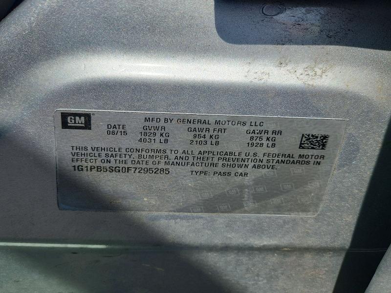 65526886 :رقم المزاد ، 1G1PB5SG0F7295285 vin ، 2015 Chevrolet Cruze مزاد بيع