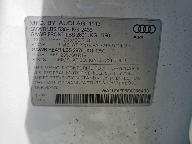 Auction sale of the 2014 Audi Q5, vin: WA1LFAFP5EA066433, lot number: 65847096