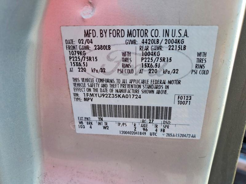 Aukcja sprzedaży 2005 Ford Escape, vin: 1FMYU92Z35KA01724, numer aukcji: 64042186