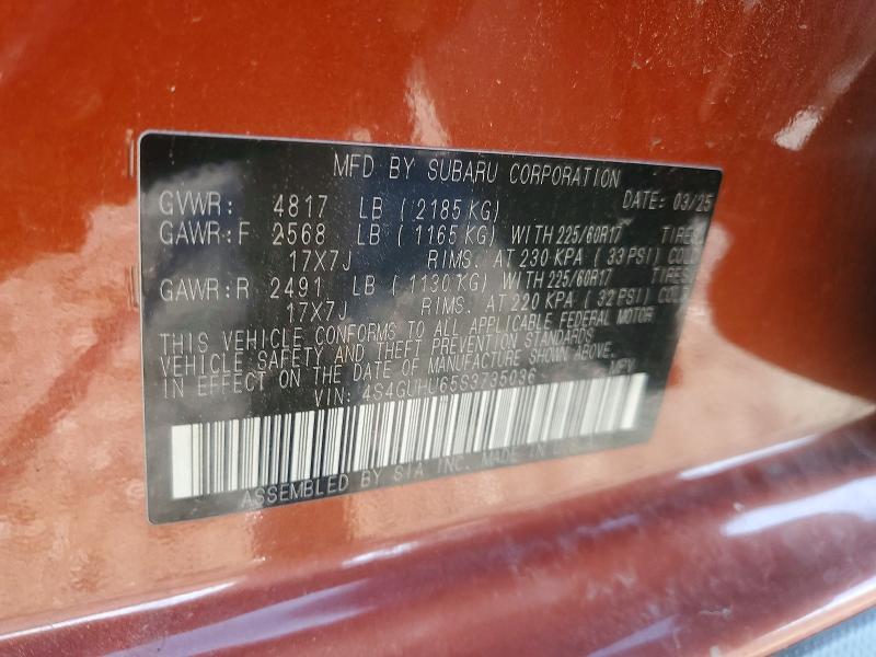 Aukcja sprzedaży 2025 Subaru Crosstrek, vin: 4S4GUHU65S3735036, numer aukcji: 65432436