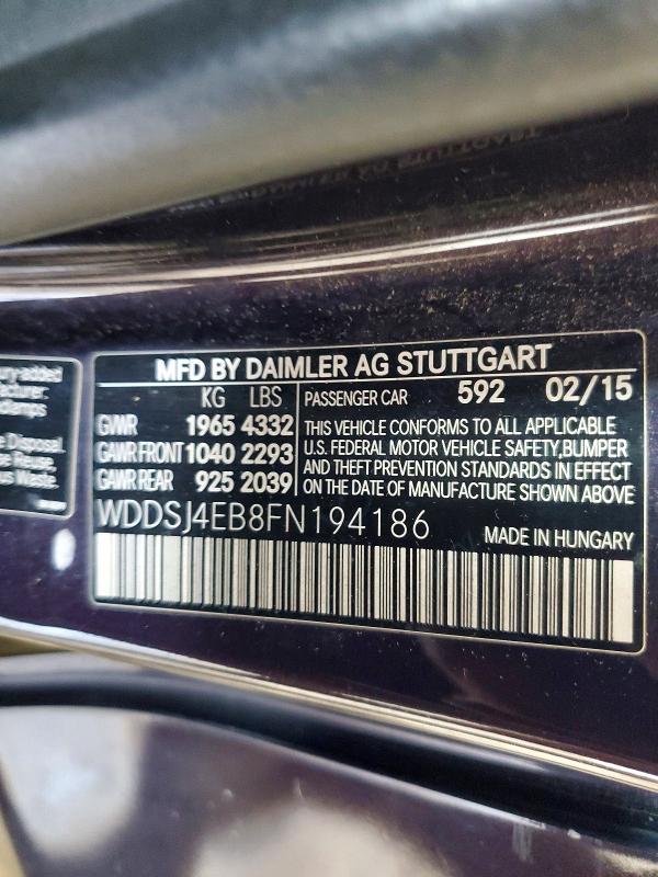 63153816 :رقم المزاد ، WDDSJ4EB8FN194186 vin ، 2015 Mercedes-benz Cla مزاد بيع