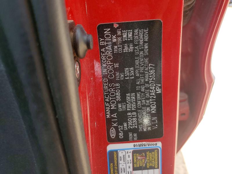 63737546 :رقم المزاد ، KNDJT2A64D7513677 vin ، 2013 Kia Soul مزاد بيع