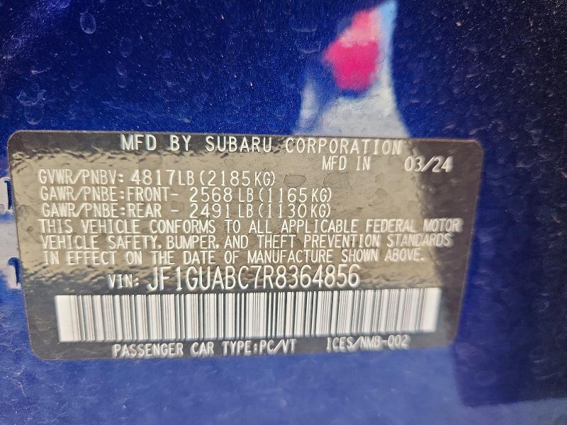 65684526 :رقم المزاد ، JF1GUABC7R8364856 vin ، 2024 Subaru Impreza مزاد بيع