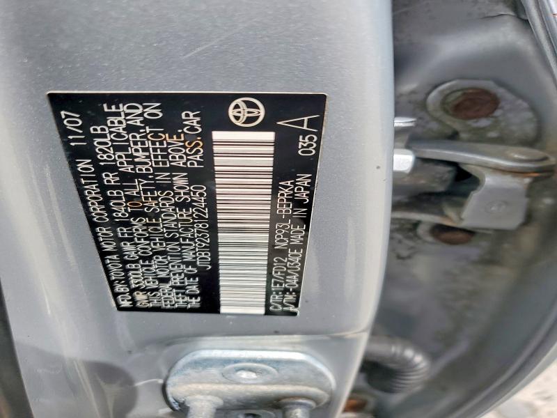 64063446 :رقم المزاد ، JTDBT923781224450 vin ، 2008 Toyota Yaris مزاد بيع