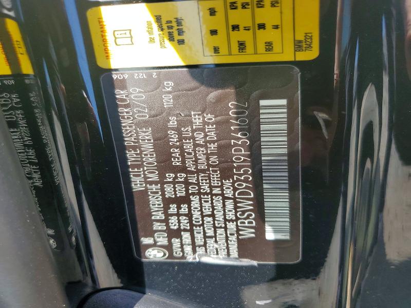 66207736 :رقم المزاد ، WBSWD93519P361602 vin ، 2009 Bmw M3 مزاد بيع