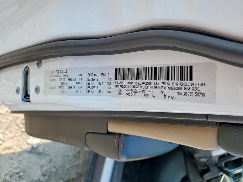 2016 Jeep Cherokee მანქანა იყიდება აუქციონზე, vin: 1C4PJMDS1GW174942, აუქციონის ნომერი: 64725356