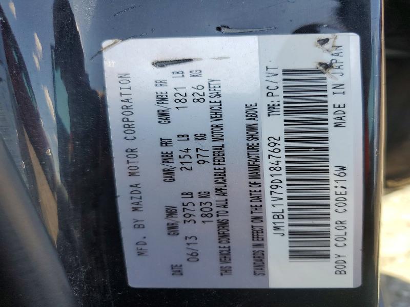 65985806 :رقم المزاد ، JM1BL1V79D1847692 vin ، 2013 Mazda 3 مزاد بيع