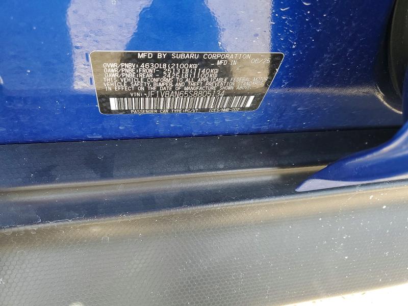 Продаж на аукціоні авто 2025 Subaru Wrx, vin: JF1VBAN65S8805134, номер лоту: 64265216