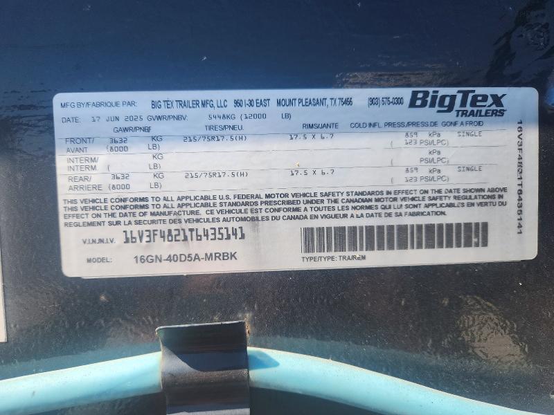 2026 Big Tex 40' Gooseneck Flatbed მანქანა იყიდება აუქციონზე, vin: 16V3F4821T6435141, აუქციონის ნომერი: 64808416