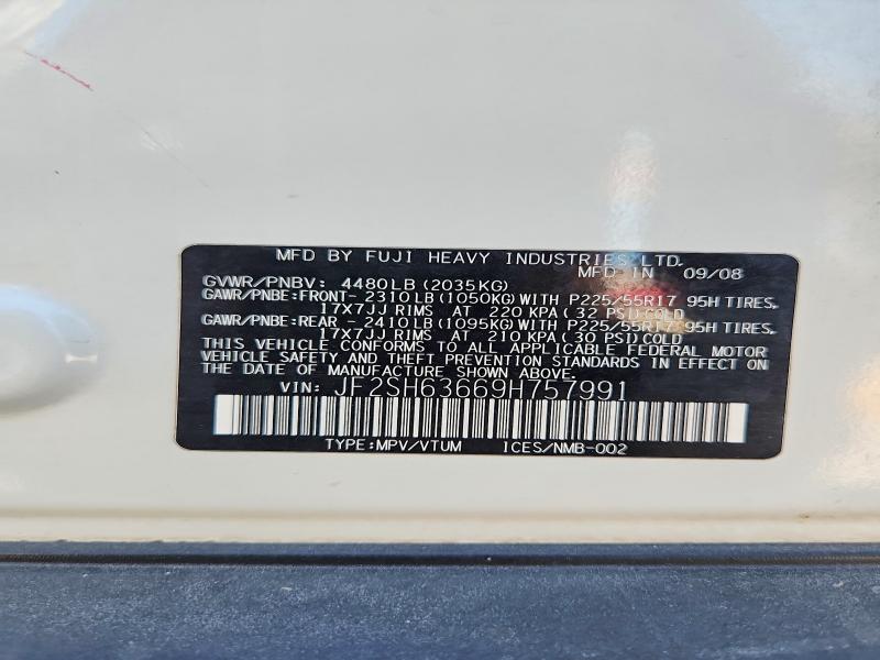 65383756 :رقم المزاد ، JF2SH63669H757991 vin ، 2009 Subaru Forester مزاد بيع