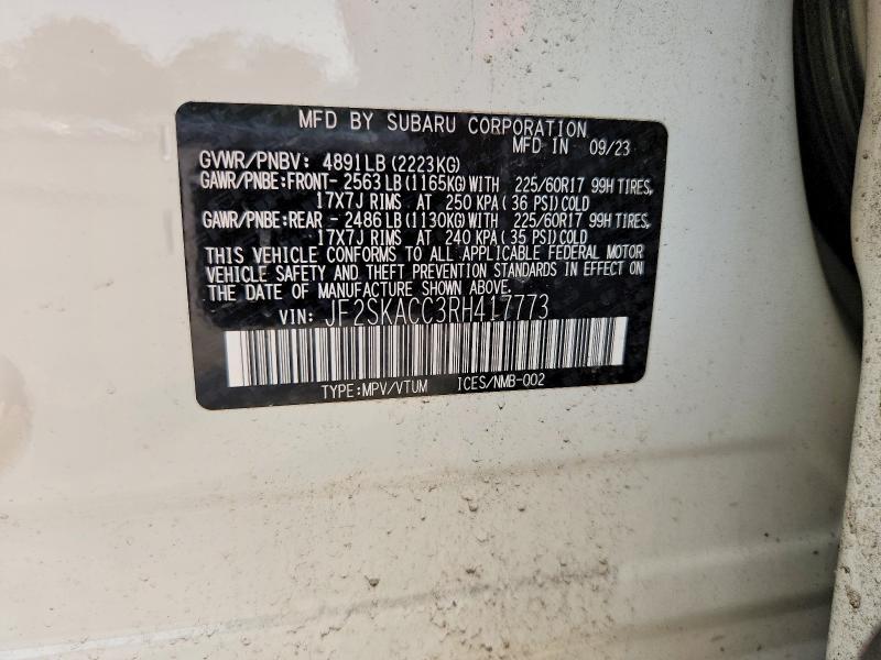 Продажа на аукционе авто 2024 Subaru Forester, vin: JF2SKACC3RH417773, номер лота: 64909056
