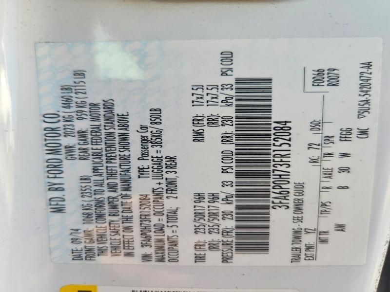Продаж на аукціоні авто 2015 Ford Fusion, vin: 3FA6P0H73FR152084, номер лоту: 64548986
