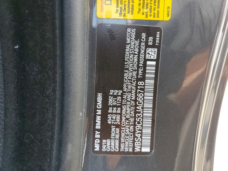 Продаж на аукціоні авто 2018 Bmw M4, vin: WBS4Y9C53JAG66718, номер лоту: 62293916