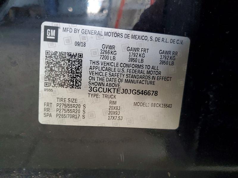 2018 Chevrolet Silverado მანქანა იყიდება აუქციონზე, vin: 3GCUKTEJ0JG546678, აუქციონის ნომერი: 61542266