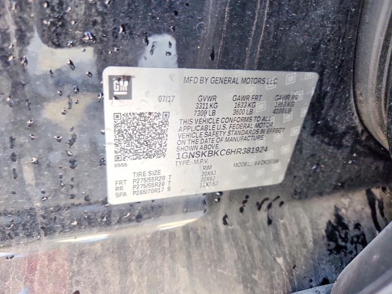 66142516 :رقم المزاد ، 1GNSKBKC6HR381924 vin ، 2017 Chevrolet Tahoe مزاد بيع