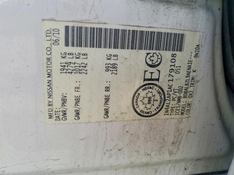 Продажа на аукционе авто 2010 Nissan Altima, vin: 1N4AL2AP1AC179108, номер лота: 76292825