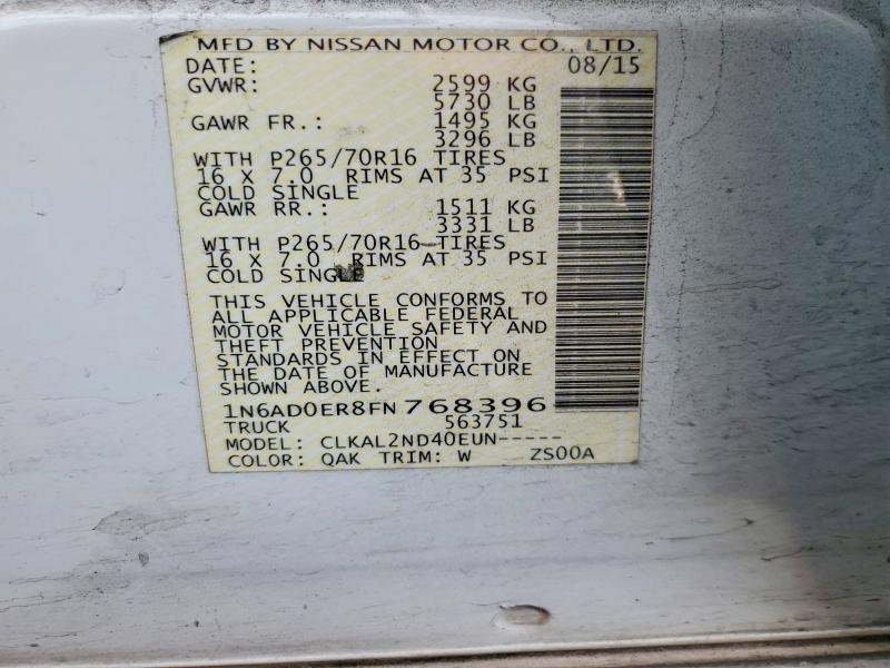 Aukcja sprzedaży 2015 Nissan Frontier, vin: 1N6AD0ER8FN768396, numer aukcji: 63622296