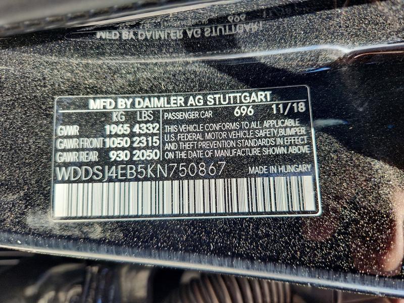 2019 Mercedes-benz Cla მანქანა იყიდება აუქციონზე, vin: WDDSJ4EB5KN750867, აუქციონის ნომერი: 66172616