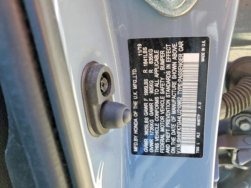 Продаж на аукціоні авто 2020 Honda Civic, vin: SHHFK7G44LU210952, номер лоту: 63992716