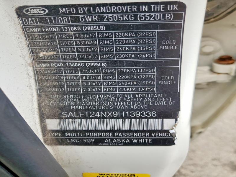 Aukcja sprzedaży 2009 Land Rover Lr2, vin: SALFT24NX9H139336, numer aukcji: 66276686