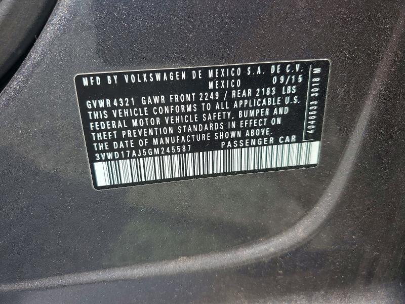 Продаж на аукціоні авто 2016 Volkswagen Jetta, vin: 3VWD17AJ5GM245587, номер лоту: 66354076