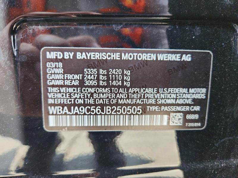 Aukcja sprzedaży 2018 Bmw 530e, vin: WBAJA9C56JB250505, numer aukcji: 64568476
