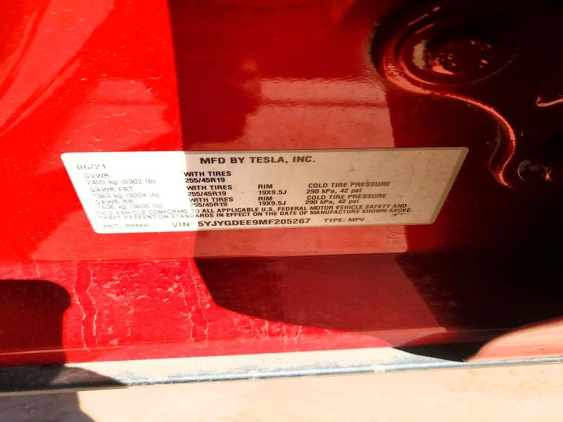 Продажа на аукционе авто 2021 Tesla Model Y, vin: 5YJYGDEE9MF205267, номер лота: 67207236