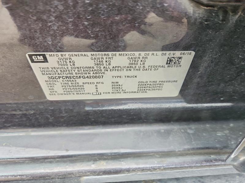 Продаж на аукціоні авто 2015 Chevrolet Silverado, vin: 3GCPCREC5FG420807, номер лоту: 65707096