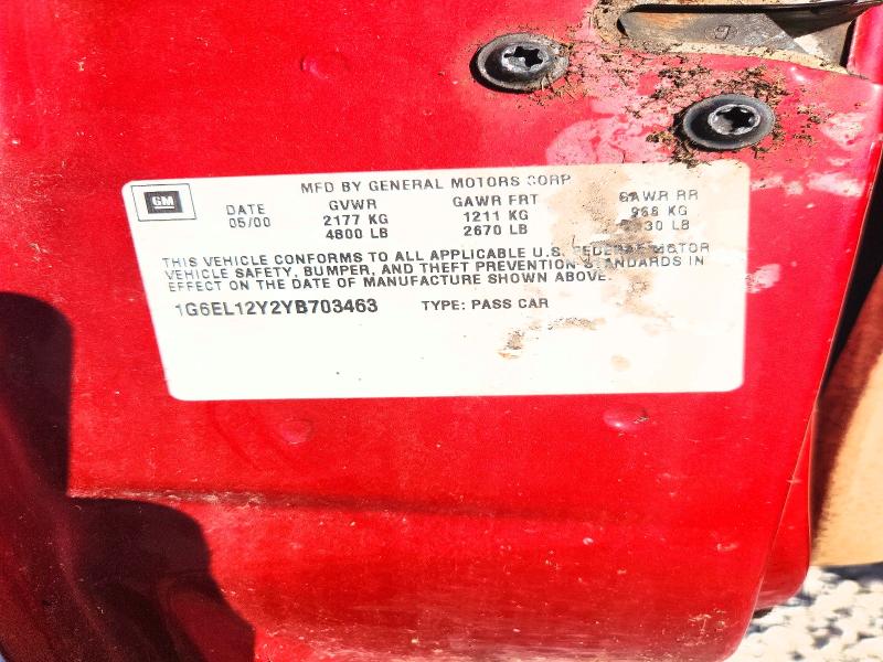 Продажа на аукционе авто 2000 Cadillac Eldorado, vin: 1G6EL12Y2YB703463, номер лота: 66132926
