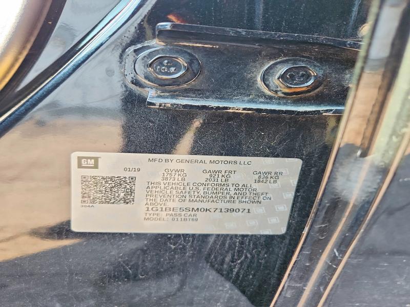 Aukcja sprzedaży 2019 Chevrolet Cruze, vin: 1G1BE5SM0K7139071, numer aukcji: 63503726