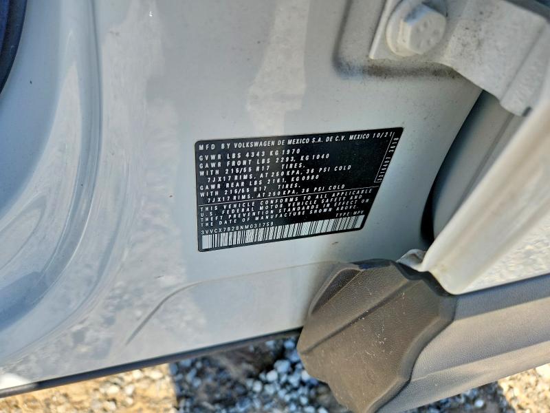 Продажа на аукционе авто 2022 Volkswagen Taos, vin: 3VVCX7B28NM031759, номер лота: 65199586