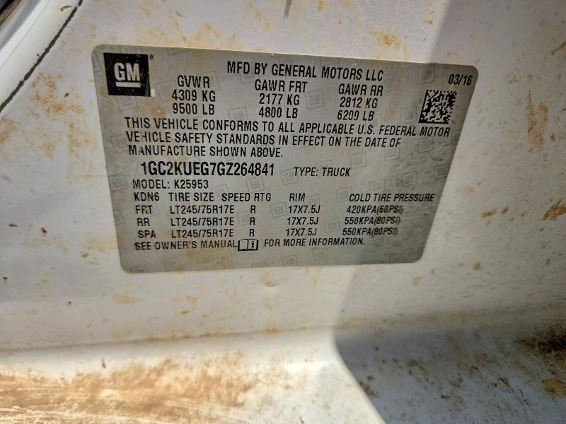 Aukcja sprzedaży 2016 Chevrolet Silverado, vin: 1GC2KUEG7GZ264841, numer aukcji: 64579776