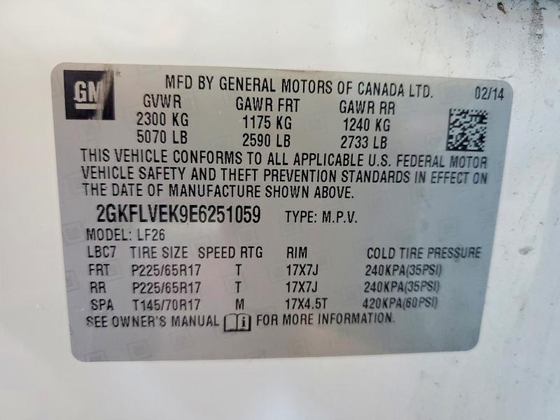 Продаж на аукціоні авто 2014 Gmc Terrain, vin: 2GKFLVEK9E6251059, номер лоту: 64995356