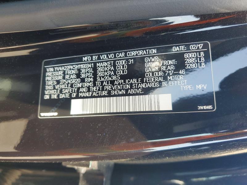 2017 Volvo Xc90 მანქანა იყიდება აუქციონზე, vin: YV4A22PK5H1166941, აუქციონის ნომერი: 64051236