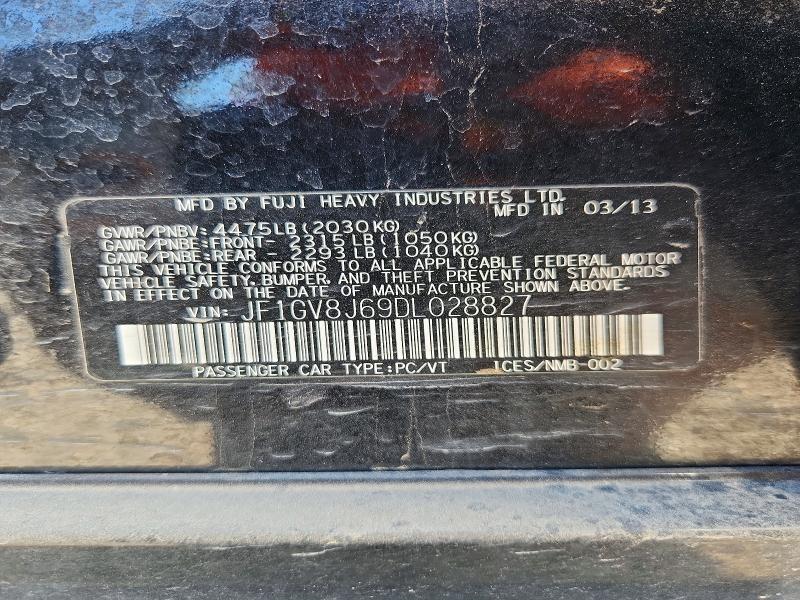 Aukcja sprzedaży 2013 Subaru Impreza, vin: JF1GV8J69DL028827, numer aukcji: 66237136
