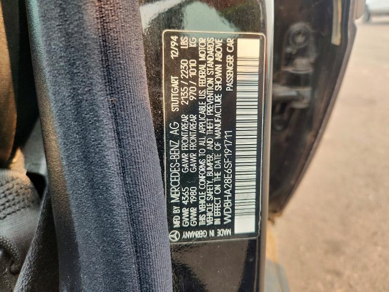 63970296 :رقم المزاد ، WDBHA28E6SF191711 vin ، 1995 Mercedes-benz C مزاد بيع