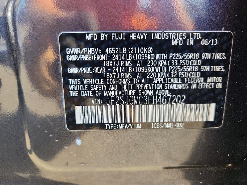 2014 Subaru Forester მანქანა იყიდება აუქციონზე, vin: JF2SJGMC3EH467202, აუქციონის ნომერი: 65524036